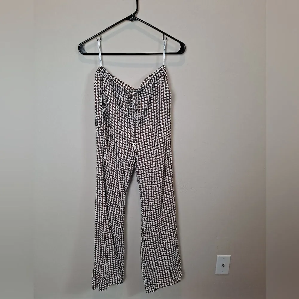 CHARLIE HOLIDAY LOLA HOUNDSTOOTH FLARE PANTS LINED SIZE XS/2